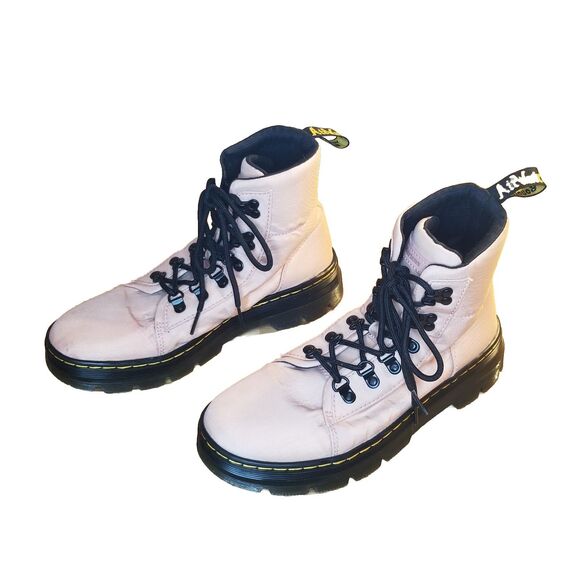 Dr. Martens Combs W Boots Women's Size 9 Chalk Pink Canvas Combat Chunky Doc - Picture 1 of 6